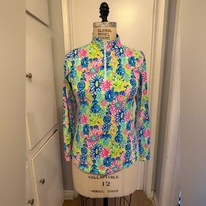 IIBKÜL Long Sleeve Zip Mock -LILLY- Violet/Multi size Small